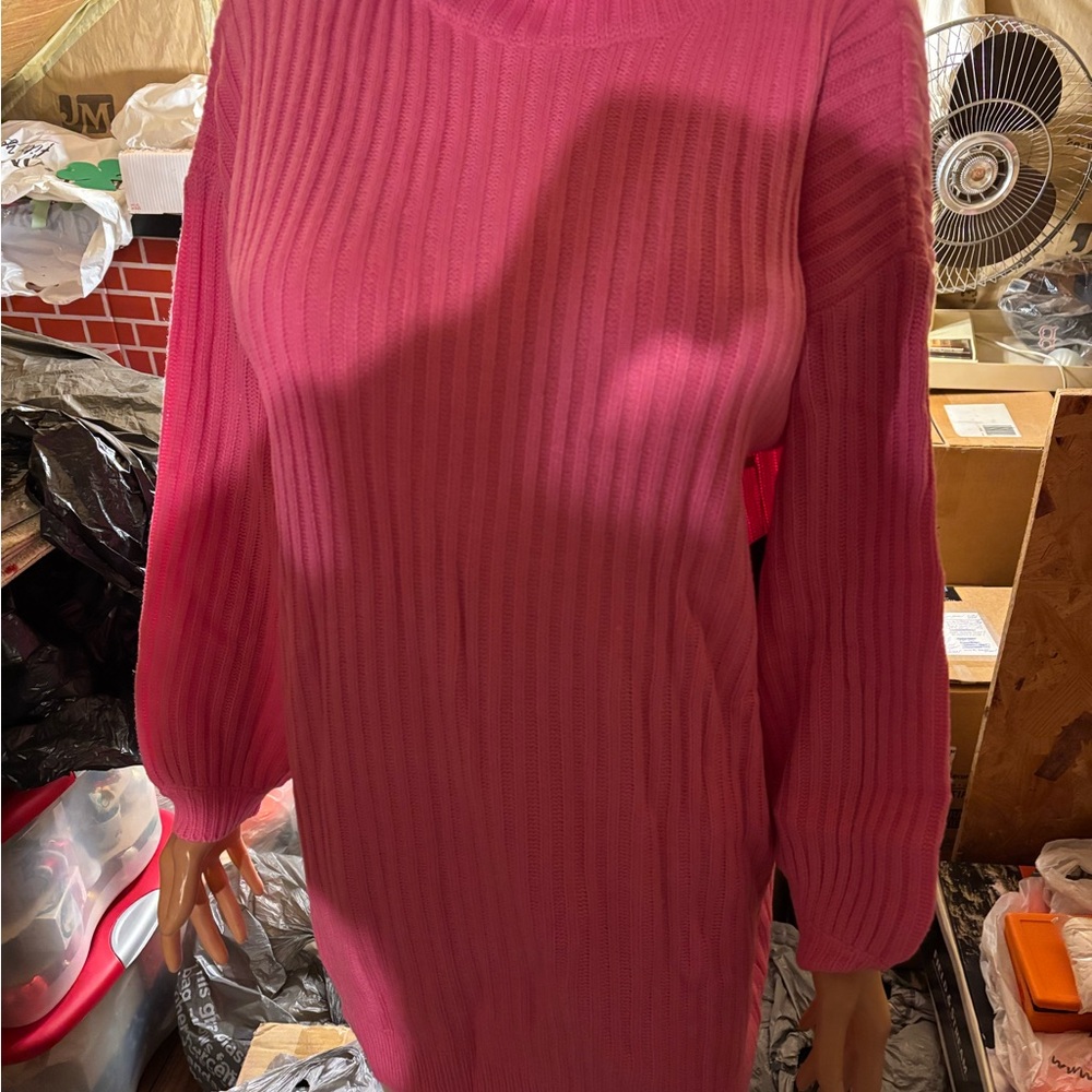 Women’s Pink Ribbed Sweater Dress Size M NWT